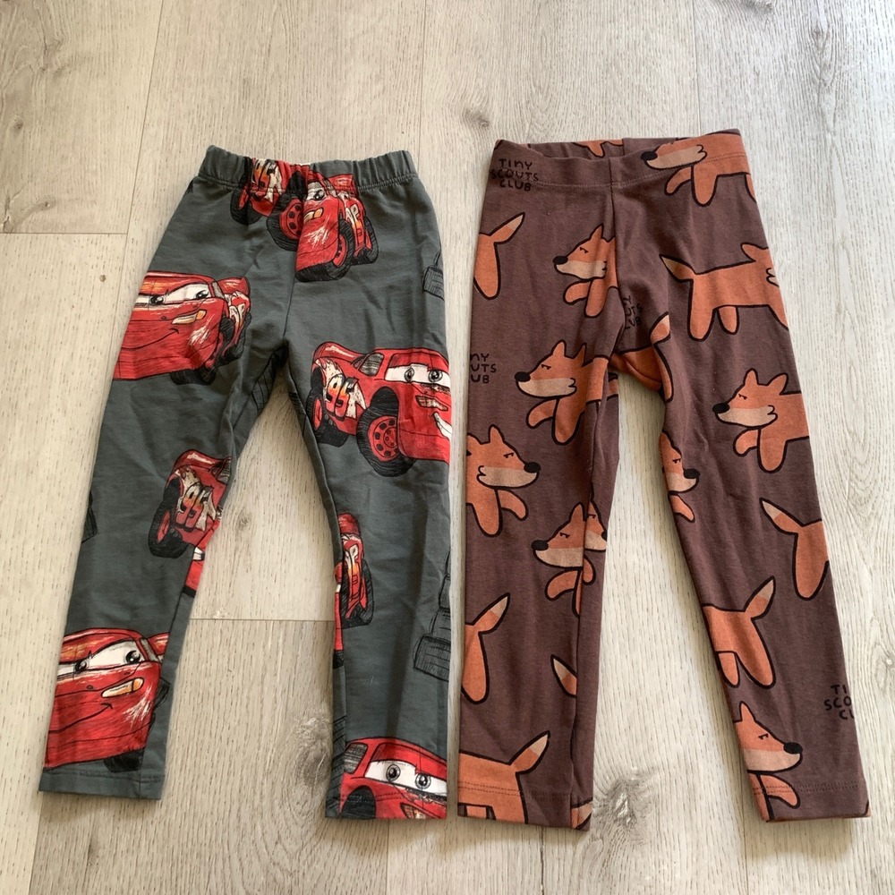 Zara Kids Disney Cars & Fox Leggings‎ Bundle 2pk Boys Size 3 Years 98cm Gray